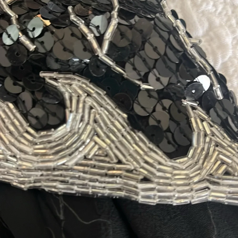•🍒FINAL PRICE🍒VINTAGE SEQUIN SILK GOWN BOUDOIR FRENCH COSTUME• - Picture 13 of 16